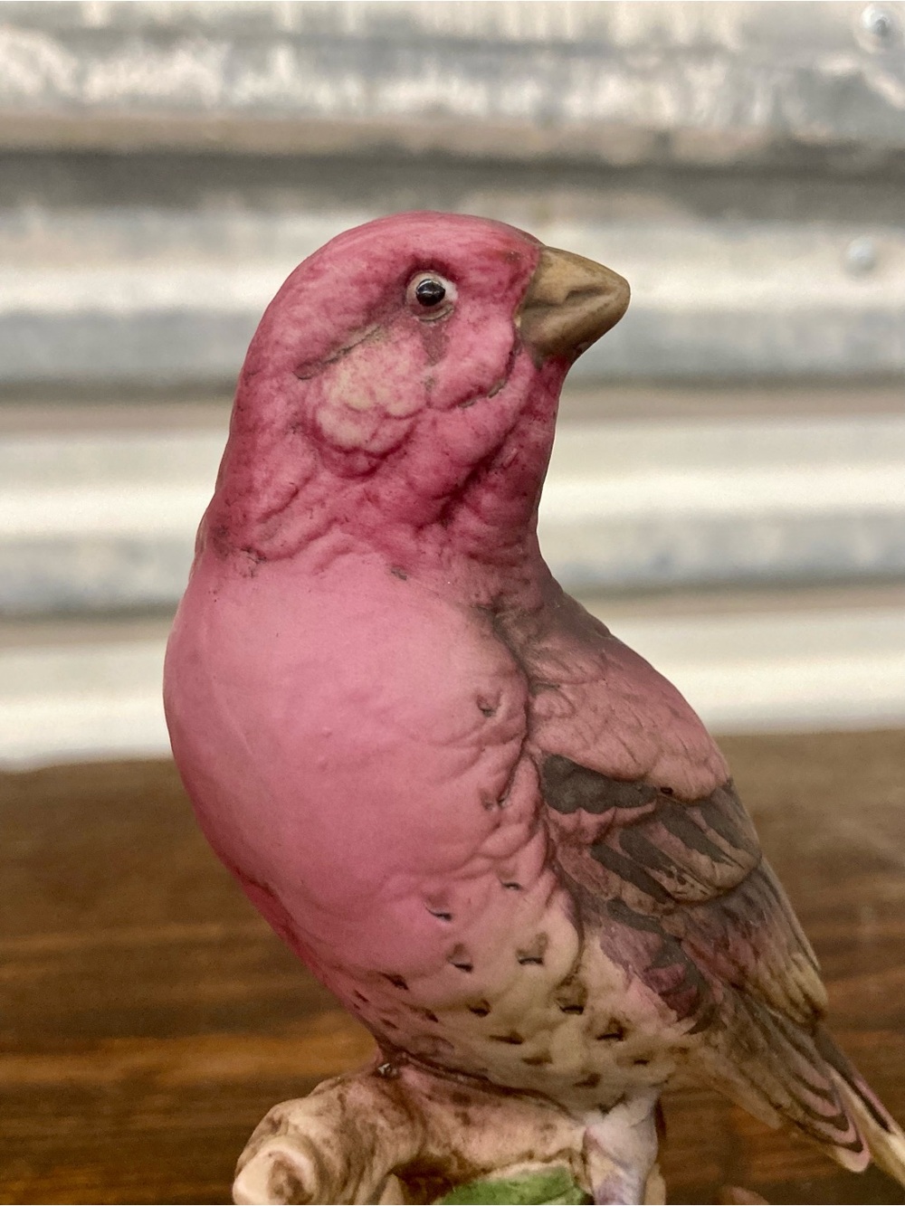 Lefton China "House Finch" Hand Painted Ceramic Bird Figurine KW4206 Pink Brown - Picture 11 of 12